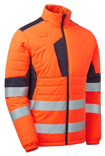 Supertouch Blue Sphere System Hi-Vis Eco Two-Tone Orange Thermal Baffle Jacket - Insulated, Reflective and Sustainable Workwear for Rail & Construction (UK, Alpha, XL, Regular, Regular, Orange)