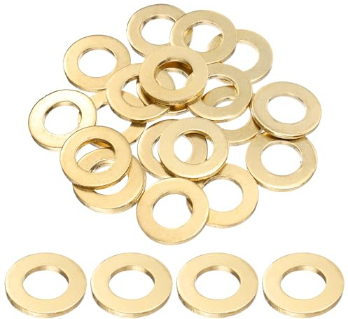 sourcing map 20 arandelas planas de latón M16, 30 mm de diámetro interior x 16 mm de diámetro exterior x 3 mm de grosor, junta de anillo de sellado métrica para tornillos, pernos, tuercas