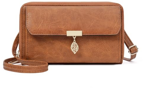 GOIACII Damen-Umhängetasche mit Handgelenkband, Geldbörse, weiches Leder, Handytasche, kleine Damen-Clutch, Handtasche