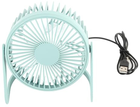 ANKROYU Pequeño ventilador de escritorio USB Motor silencioso Mini ventilador de mesa de alta velocidad para oficina Coche Hogar Interior Exterior Carcasa de plástico con cable de (azul claro)