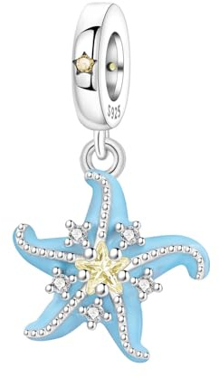 PANPOKI 925 Argent Sterling Charms Animaux Marins - Collection de Pendentifs (Dauphin, Tortue, Poisson, Étoile de Mer) pour Bracelets & Colliers pour Femmes, Universal Kompatibilität Charms, Pas de