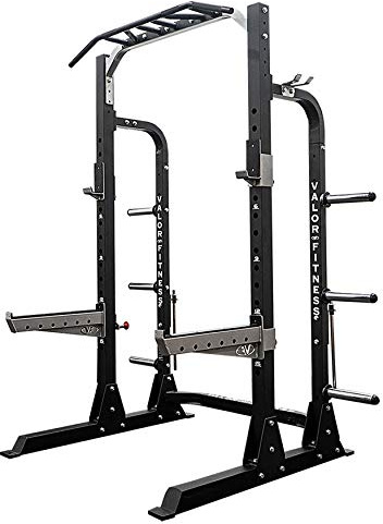Valor Fitness Power Rack Squat Stand - Multi Grip Pull Up Bar with Adjustable Height, Plate Storage, and Resistance Band Pegs– Max 1000 lb - Home Gym