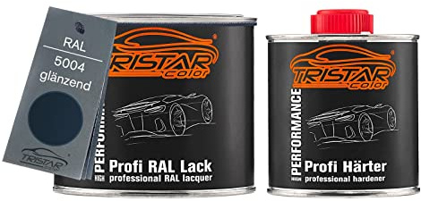 TRISTARcolor RAL 5004 Schwarzblau glänzend Lack Dose + Härter 0,75 L | 2K-Set aus Lack + Härter, schnelltrocknend