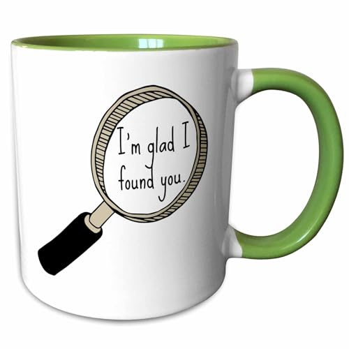 3dRose Im glad I found you black letters in picture 11oz Two-Tone Green Mug