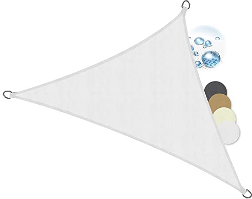 Sol Royal Sonnensegel dreieckig wasserdicht für Terrasse Balkon Garten | 7x5x5m Weiß UV Sonnenschutz Segeltuch für Terrasse Balkon Garten Pool Camping Segel Beschattung PS9