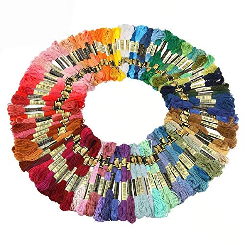 Xrten Matassine Punto Croce,100 Colori Ricamo Morbidi Filo da Ricamo Poliestere Punto Croce Kit,100% cotone