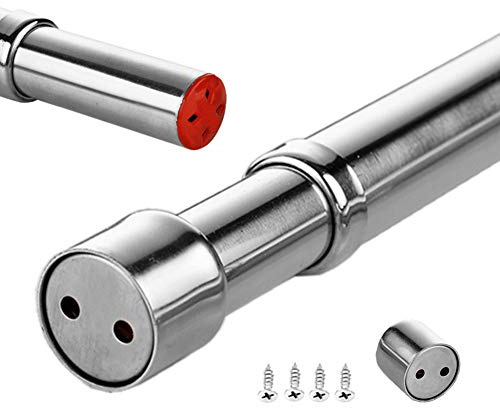 Sinzau - Barra extensible para armario, tubo de acero inoxidable con extremos