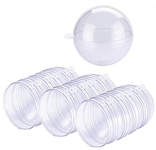 15 Set DIY Kunststoff Badekugelform 30 Stück zum Basteln Ihrer eigenen Spritzwasser, transparente Kunststoffkugel-Ornamente, Kugelform für Bastelarbeiten, Bad, Weihnachten und Partydekorationen, 70 mm