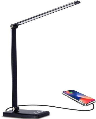 LENDOO LED Desk Lamp with USB-C Charging, Super Wide & Bright, 5 Color Modes X 10 Brightness Levels,Desk Light for Home Office