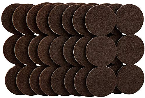 SoftTouch 1.5 Round Reusable Felt Furniture Sliders for Hard Surfaces, Noise-Reducing Adhesive Moving and Protective Pads for Cabinets, Chairs, Tables & Decorative Items Set of 48, Brown