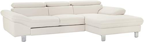 Mivano Ecksofa Driver mit Recamiere rechts, Ledercouch im modernen Design, Inkl. verstellbare Kopfstützen, 268 x 73 x 169, Kunstleder, Weiß