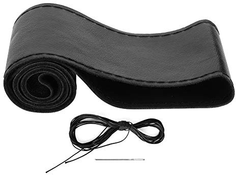 Lenkradbezug Leder 38cm, DIY Nähset Schwarz/Rot | Innenraum-Tuning, Wasserdicht, Komfortgriff, Universell Passend, Selbstgenäht, Langlebig