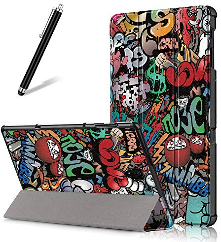 Artfeel Hülle für Samsung Galaxy Tab A 10.5 (2018) T590/T595, dünne leichte Lederhülle mit Dreifach-Ständer, Auto Sleep/Wake-Funktion, Flip Cover Magnetisch für