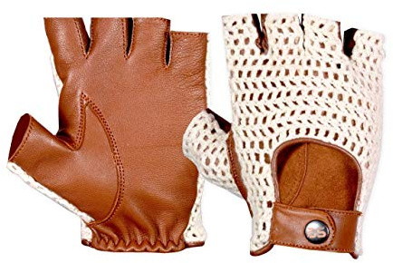 BUSINESS SQUARE BS Guanti Senza Dita a Mezze Dita in Pelle Sfoderata Stile Vintage Per Uomo Con Cinturino da Polso Con Chiusura a Scatto Guanti Sportivi Antiscivolo Per la Guida Ciclismo Corsa (XXL)