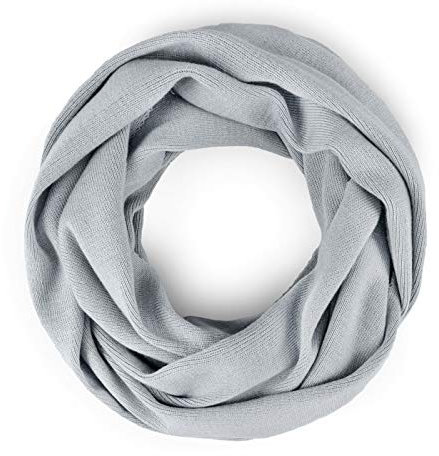 Neverless® Damen Loopschal Strickschal Schlauchschal Schal Feinstrick einfarbig Hellgrau