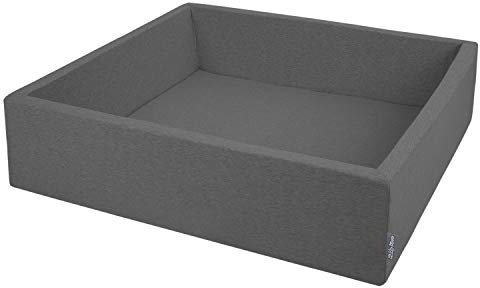 KiddyMoon Quadrat Bällebad Bällepool 120X30cm/KEINE Bälle ∅ 7Cm Eckig Ballgruben Für Babys Spielbad Kleinkinder, Hergestellt In Der EU, Dunkelgrau