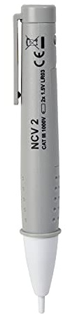 Voltmaster NCV 2 Kontaktloser Spannungstester CAT III 1000 V (hochweriger Volt Detektor mit akustischem Signal und LED-Taschenlampe, Erkennt Wechselspannungen ab 12 V AC, aus ABS-Kunststoff), Grau