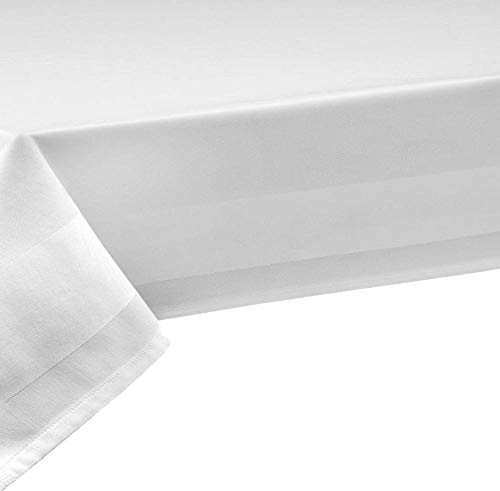 DecoHomeTextil Gastro Edition Tischdecke Rechteckig 130 x 300 cm Weiß | Damast 100% Baumwolle, feinste Vollzwirn Qualität aus hochwertigem Ringgarn