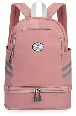 HUA ANGEL Sportrucksack Damen mit Erweiterbarem Schuhfach und Nassfach Wasserdicht,Faltbarer Schwimmrucksack Leichter Rucksack 25L für Fitness Schwimmen Wandern Reise Uni Campus Gym