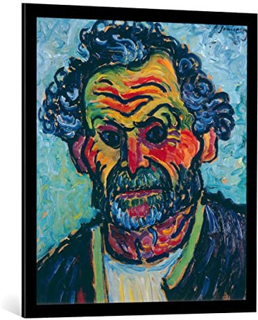 kunst für alle Bild mit Bilder-Rahmen: Alexej von Jawlenski Bauer - dekorativer Kunstdruck, hochwertig gerahmt, 75x85 cm, Schwarz matt