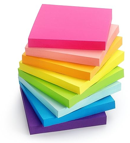 Sticky Notes 3x3 inch Bright Colors Self-Stick Pads 8 Pads/Pack 85 Sheets/Pad Total 680 Sheets