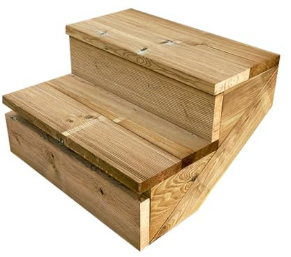 Scala esterna BERLIN, 2 gradini, Altezza 37cm, Larghezza 60cm, con alzate, Scala in kit in Legno Autoclave- Vinuovo