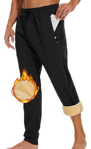 TBSCWYF Pantalon Chandal Hombre Deportivos Hombres Pantalones Forro Polar Baggy Holgados Invierno Termico Fleece Jogger Sweatpants con Bolsillos de Cremallera Pantalon Chandal Hombre Invierno Polar