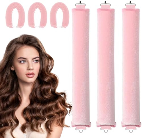 Heatless Overnight Hair Curling Set - 3 PCS Blowout Rods, No Heat Curlers for Big Waves, Long Hair Styling Tools for Women