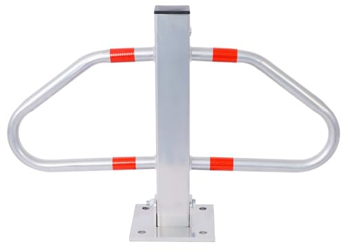 Safety Steel Bollard Post - Parking Bollard Pole Barrier with Lock & 4 Free Ancher Bolts, Removable Street Pipe Safety Barrier for Traffic-Sensitive Area, Garage or Parking Lot Gray
