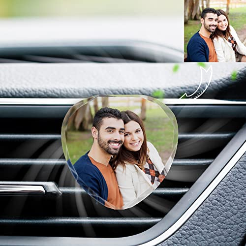 Clip d'aération de voiture en cristal personnalisé avec photo | Clip de désodorisant de voiture avec photo personnalisée,Décorations d'intérieur de voiture pour femmes et hommes