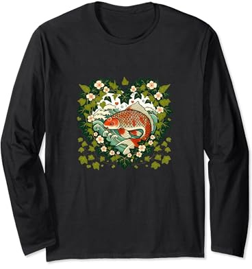 Koi Art Koi Pond Designs Lierre rouge et orange Manche Longue