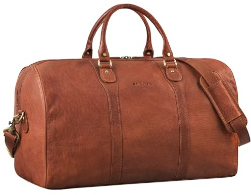 STILORD Vivaldo Vintage Weekender Herren Reisetasche Damen Leder Groß Elegante Wochenend Tasche Travel Bag zum Umhängen Handgepäck Echtleder Farbe:maraska - braun