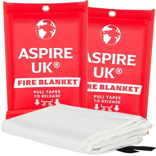 SEVEN4-UK 6 Pack Premium Fire Blanket 1M x 1M – Kitemarked Fiberglass Emergency Fire Suppression Blanket for Kitchen, Home, Office & Caravan – Fireproof, Heat-Resistant & Compact Storage