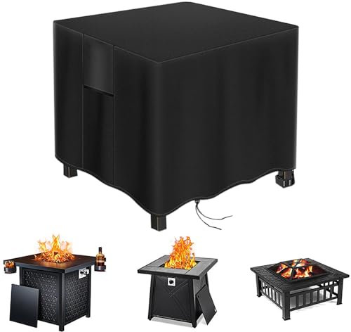 Housse de Protection Pour Brasero et Foyer D'extérieur - Oxford 420D Carrée Imperméable et Anti-UV avec Cordon de Serrage - Meubles de Patio 71x71x63cm