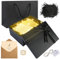 Geschenkbox mit Deckel, 22,5 x 16 x 8,5cm Schwarze Geschenkbox Geburtstag, Geschenkverpackung mit Grußkarte, Lichterkette, Bast und Tragetasche, Geschenkkarton für Hochzeit, Geburtstag