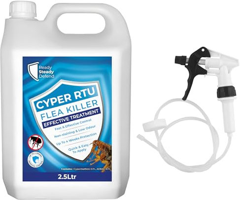 Flea Killer Spray 2.5L | Cypermethrin-Based RTU Treatment for Indoor Use | Fast-Acting, Long-Lasting Protection | Insect Spray for Commercial Properties, Hotels, Warehouses & Home Use
