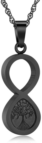 AIWENXI Bijou de crémation arbre de vie pour cendres 8 formes Colliers de cendres pour hommes et femmes en acier inoxydable souvenir Urne commémorative cendres Pendentif Bijoux, Acier inoxydable