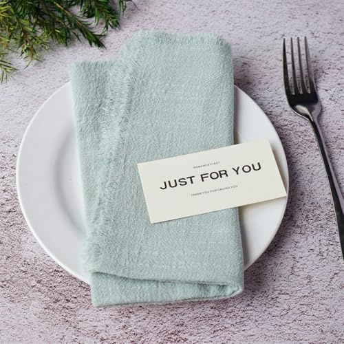 SYSUII Stoffservietten 12 Stück 32x32cm weich Tischservietten Rustikale Baumwolle Servietten mit Fransen Servietten Tuch für Hotel,Restaurant,Weihnachten,Party Hochzeit Dekoration -Grün