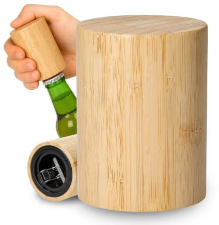 Flaschenöffner Push & Pull - Öffnen von Kronkorken-Flaschen in Natur | Bieröffner, Bar Zubehör, Geschenkidee, Männergeschenk, langlebig, praktisch