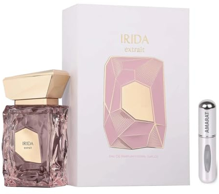 Irida Extrait Eau de Parfum, 100 ml, arabischer Duft, Uni, lange Lebensdauer, inkl. nachfüllbarem Zerstäuber 5 ml, raffinierter Duft mit Noten von Kirsche, Jasmin und Bernstein (Irida Extrait)