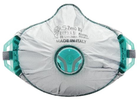 BLS Zer0 32 Facciali Filtranti Riutilizzabili FFP3 R D. 5 Mascherine a Coppa con Valvola di Espirazione ed Elastici Scorrevoli. Per Polveri, Falegnameria, Edilizia, Saldatura e Fai da Te