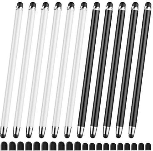 10 PCS Stylus,Stylus Pen for Touchscreen,Stylus 2-in-1 High Sensitivity & Precision Suitable for Touch Screens of iPhone/ipad/Android Tablets(10 Stylus Pen Withe/Black + 20 Tips)