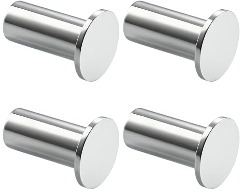 SAYAYO Coat Hooks Wall Mounted 4PCS Chrome Door Hooks for Hanging Towels | SUS304 Stainless Steel Wall Hook Heavy Duty for Bathroom Kitchen Home to Hang Clothes, Keys, Hats, Bags