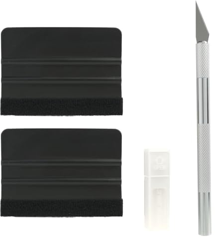 Annlpoy Spatola per Pellicole Adesive Professionale,spatola wrapping, Include Spatole in Plastica Flessibile e Taglierino di Precisione,per Auto, Cellulari e Mobili, Nero Piccolo