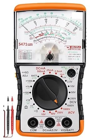 Multimètre à aiguille, multimètre analogique 1000 V, testeur de tension AC/DC, courant DC, résistance, type, compteur universel(S472-PRO)