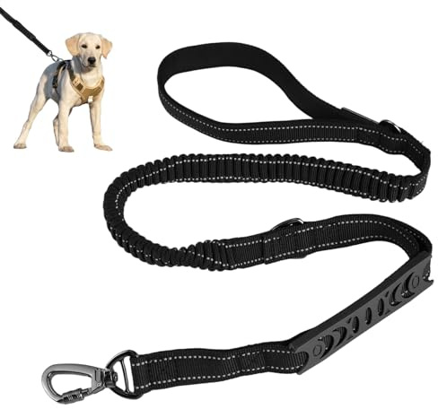 Fyrdm Bungee Laisse pour Chien, 1,2 à 1,8 m, Noir Laisse Tactique