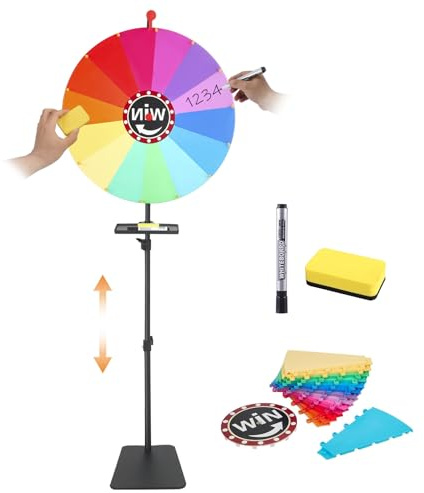 Hoyiyobi Roue de la Fortune à Tourner de 60 cm, Personnalisation de 14 Couleurs, Support Métallique Réglable de 85-160 cm, 3,5kg, Roue de la Chance pour Jeux de Loterie Jeux de Mots Fêtes Carnaval