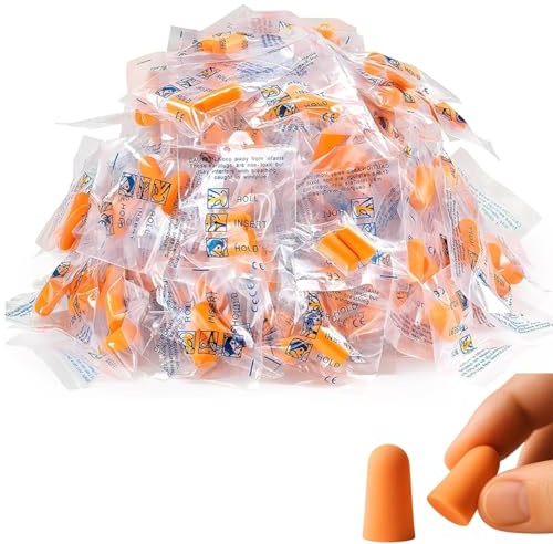 50 Pairs Foam Ear Plugs, Noise Cancelling Ear Plugs for Sleeping, Travel, Work, Construction, Motorcycling, Hunting, Shooting, Orange, 2.2 cm Long, 1.2 cm Diameter