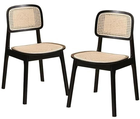 2 st japansk stil massivt trä matstolar rotting ryggstöd för hem vardagsrum matsal trädgård balkong – elegant Nero design