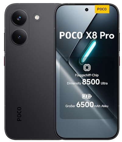 XIAOMI POCO X8 Pro - Smartphone de 8+512GB, Dimensity 8500-Ultra, batería de 6500 mAh, Sensor Sony IMX882 de 50MP con OIS, 1 año de garantía Extra, Cargador no Incluido, Negro (Versión ES)